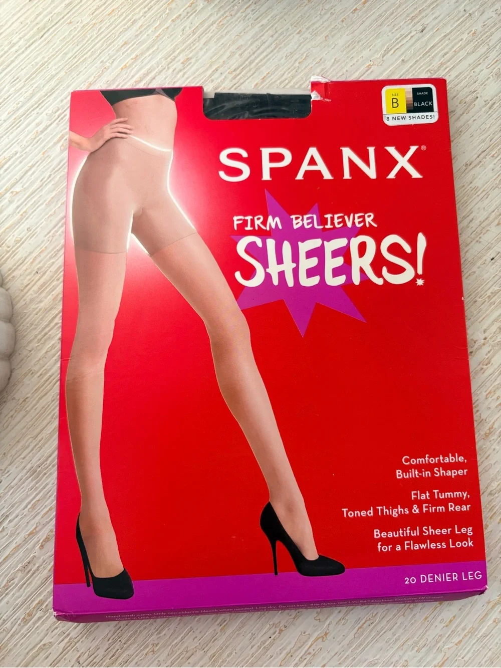NWT Spanx Black Firm Believer Sheers Size B